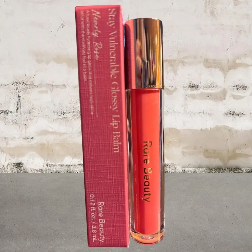 Rare Beauty $20 Stay Vulnerable Glossy Lip Balm in Nearly Rose NIB
